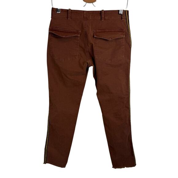 Nili Lotan Jenna Low Rise Raw Hem Stretch Twill Cotton Crop Pants Brown Size 0 - Picture 8 of 8